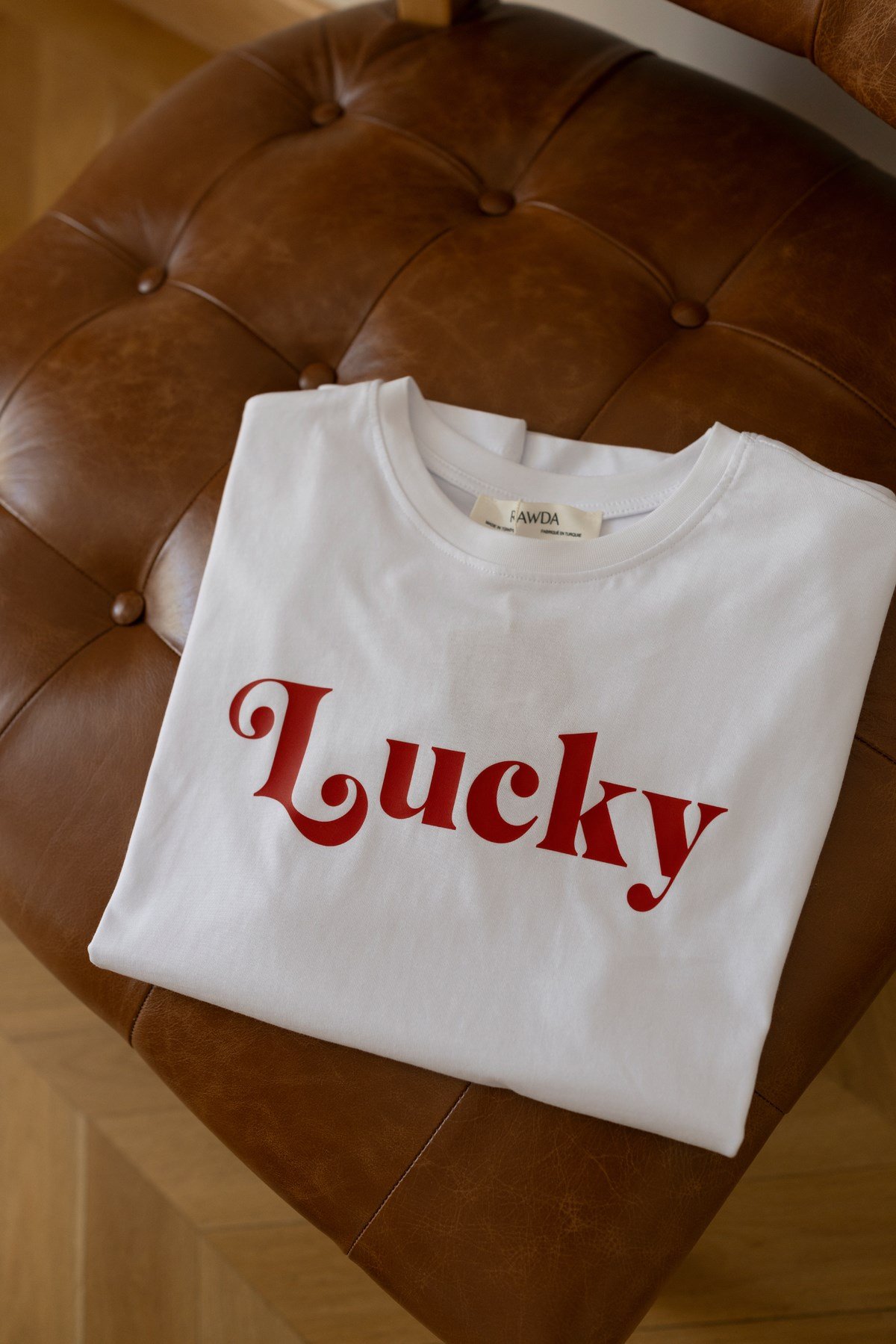Beyaz Lucky Yazı Baskılı T-Shirt