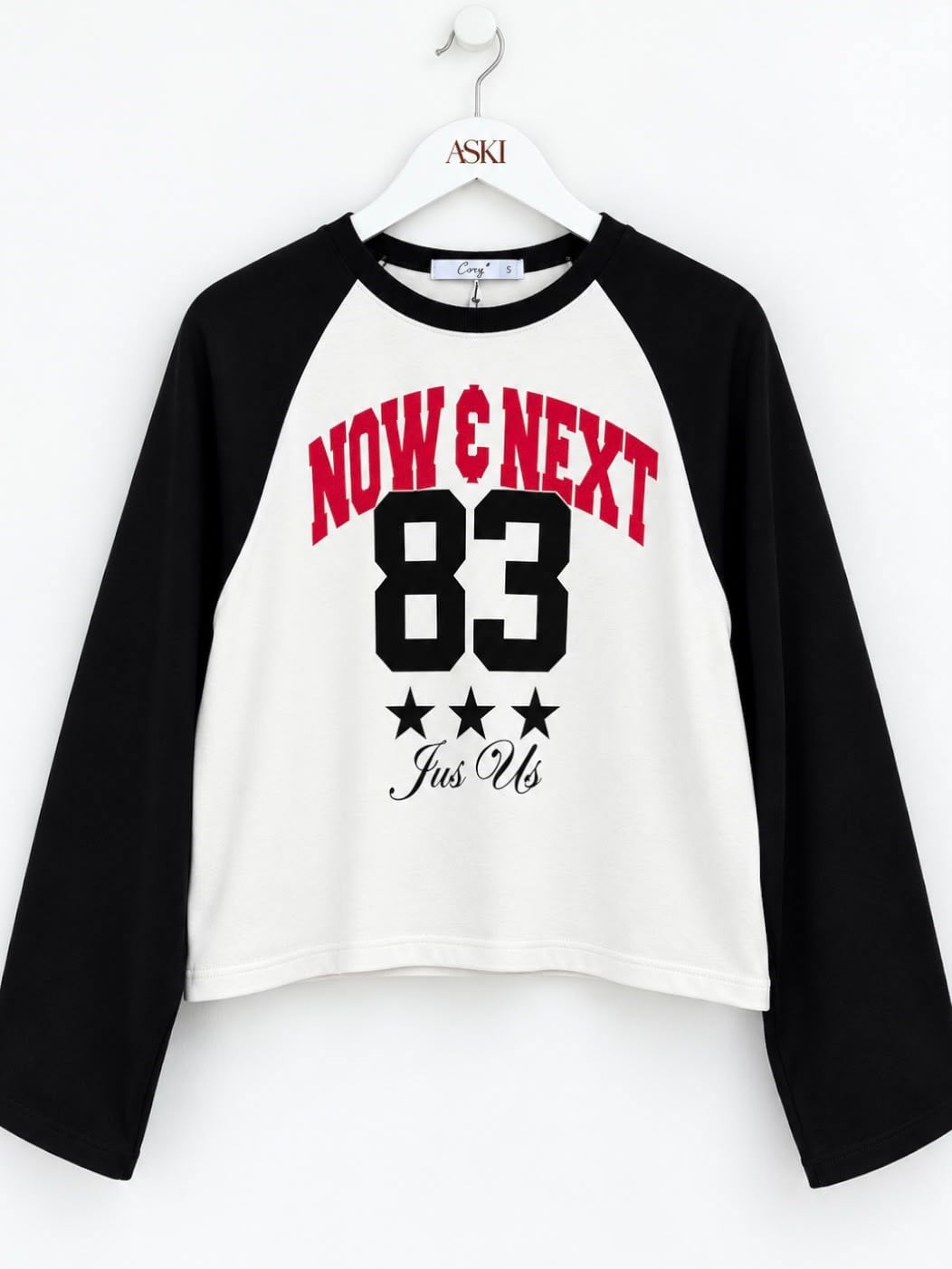 Beyaz-Siyah Rakam Baskılı Renk Geçişli SweatShirt