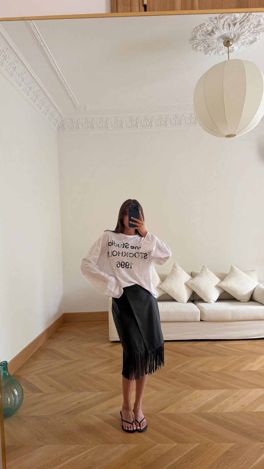Beyaz Yazı Basılı Oversize T-Shirt