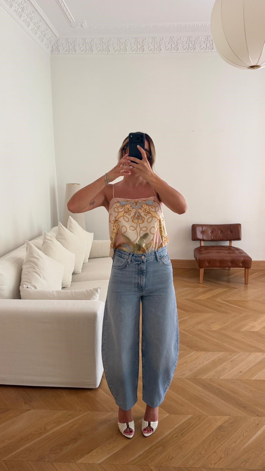 Buz Mavi Taşlamalı Slouchy Jean Pantolon