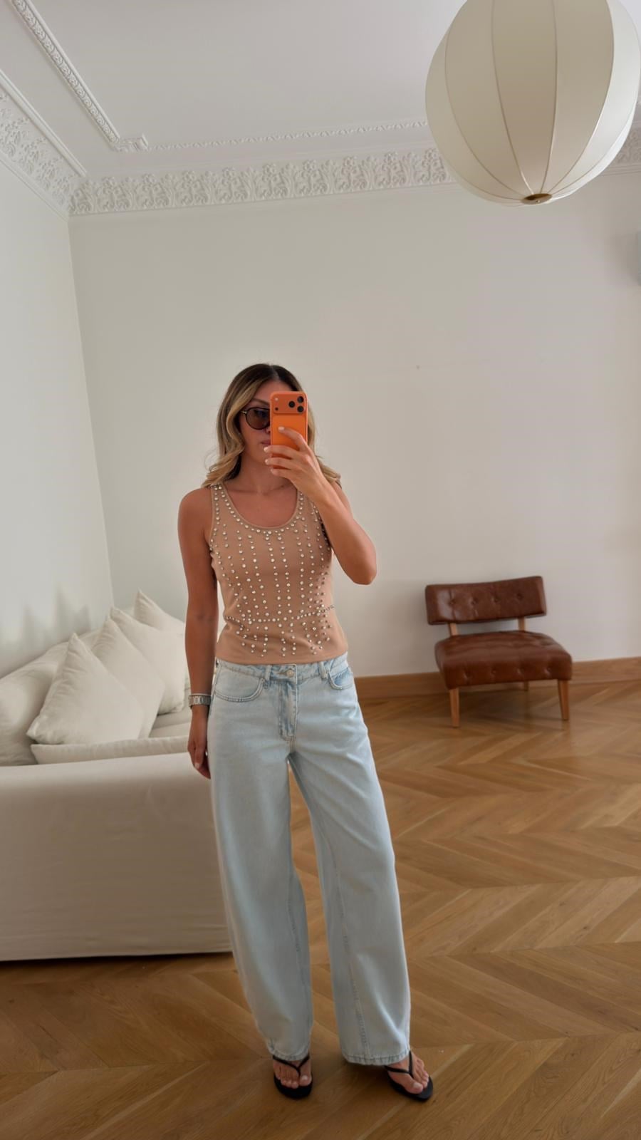 Buz Mavi Yüksek Bel Slouchy Jean Pantolon
