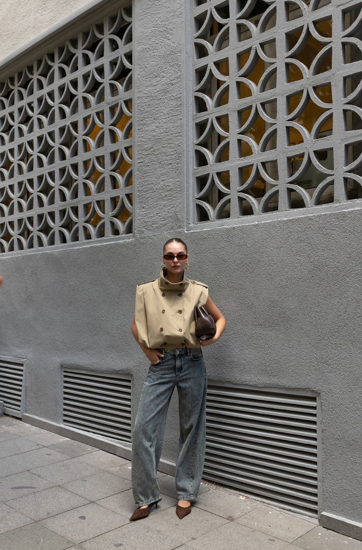Buz Mavi Yüksek Bel Yıkamalı Slouchy Jean Pantolon