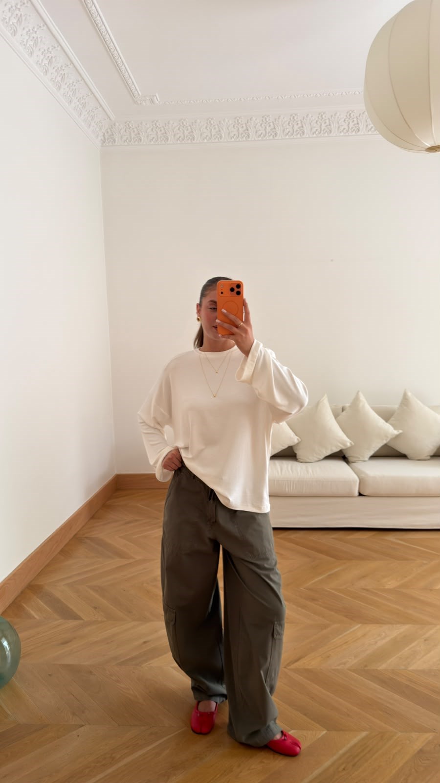 Ekru Vatkalı Oversize Basic SweatShirt