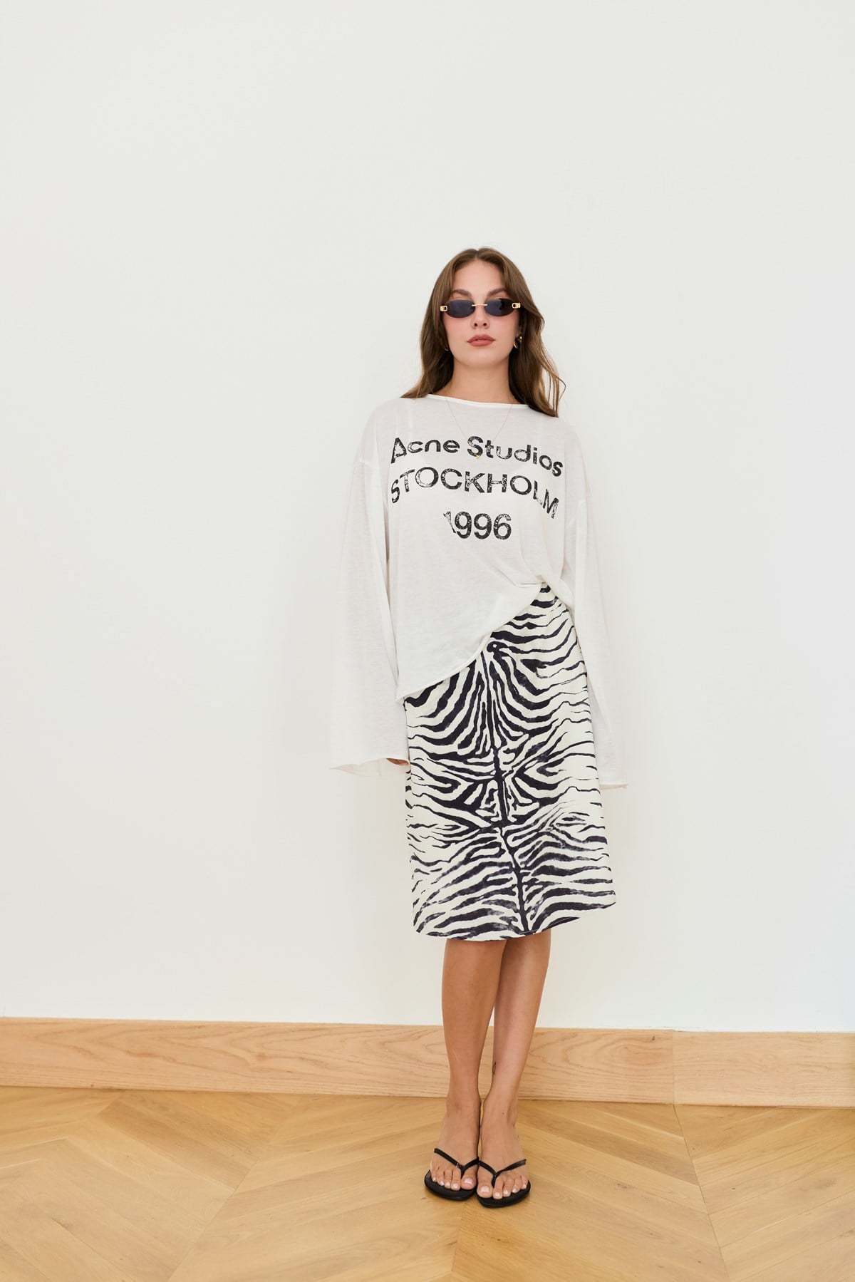 Ekru Yazı Basılı Oversize T-Shirt
