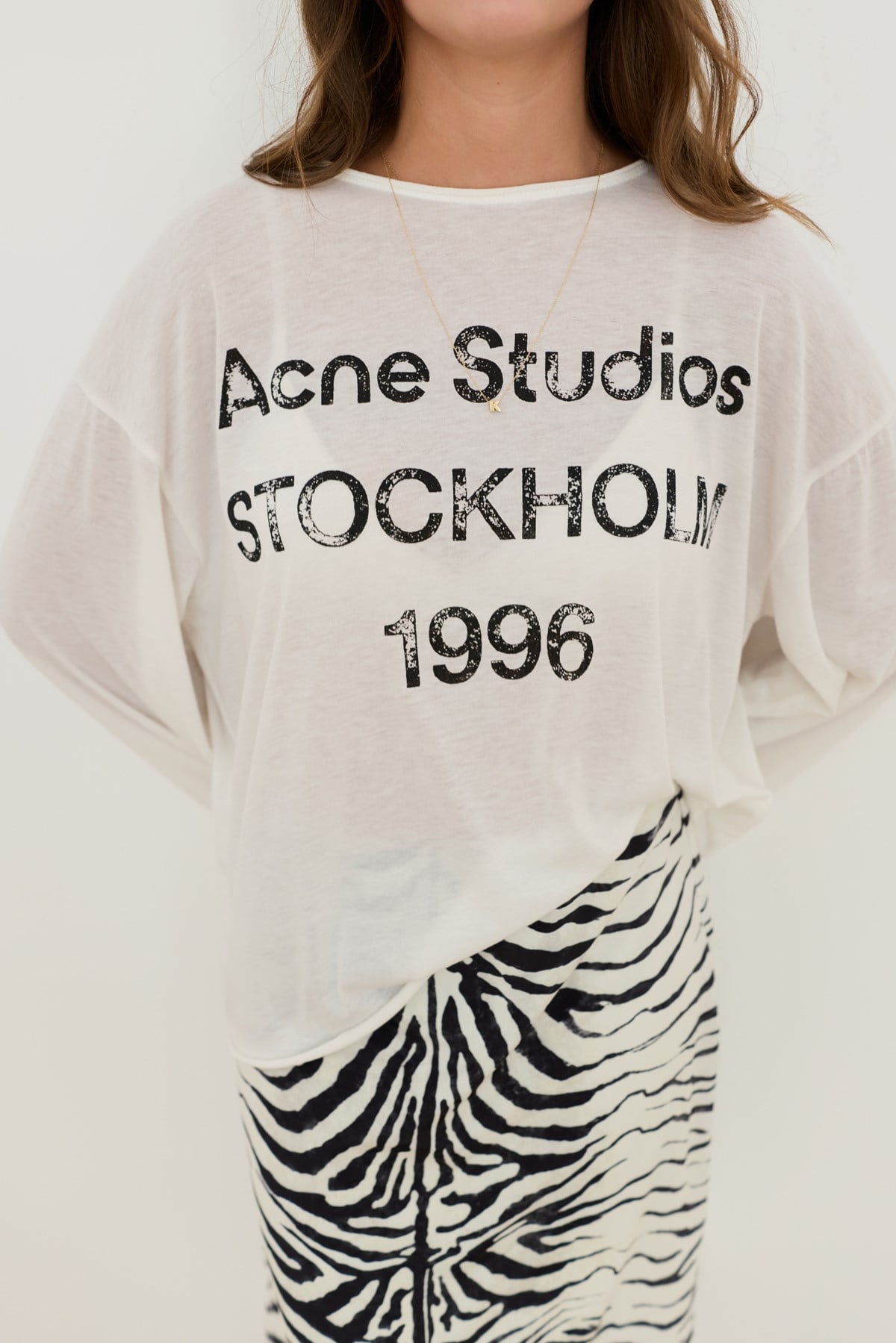 Ekru Yazı Basılı Oversize T-Shirt