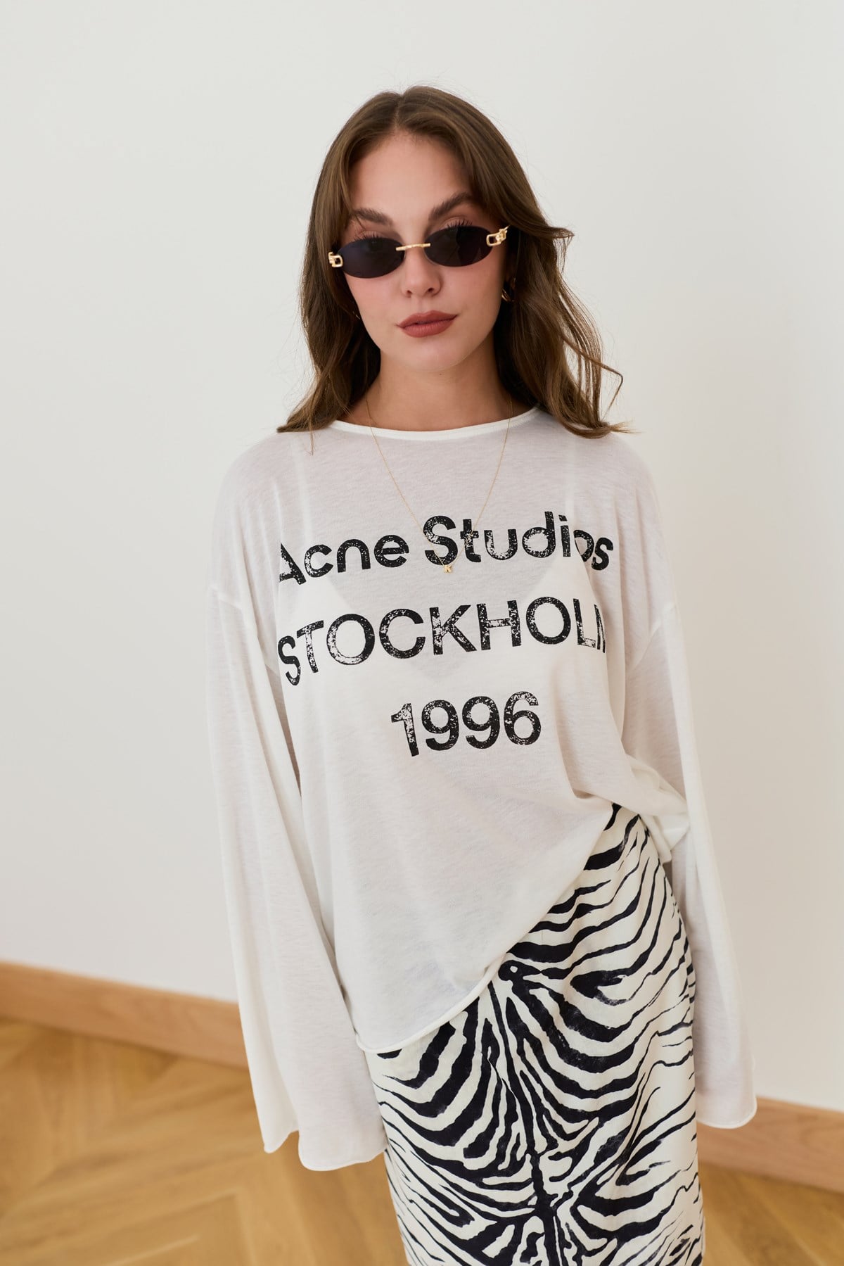 Ekru Yazı Basılı Oversize T-Shirt