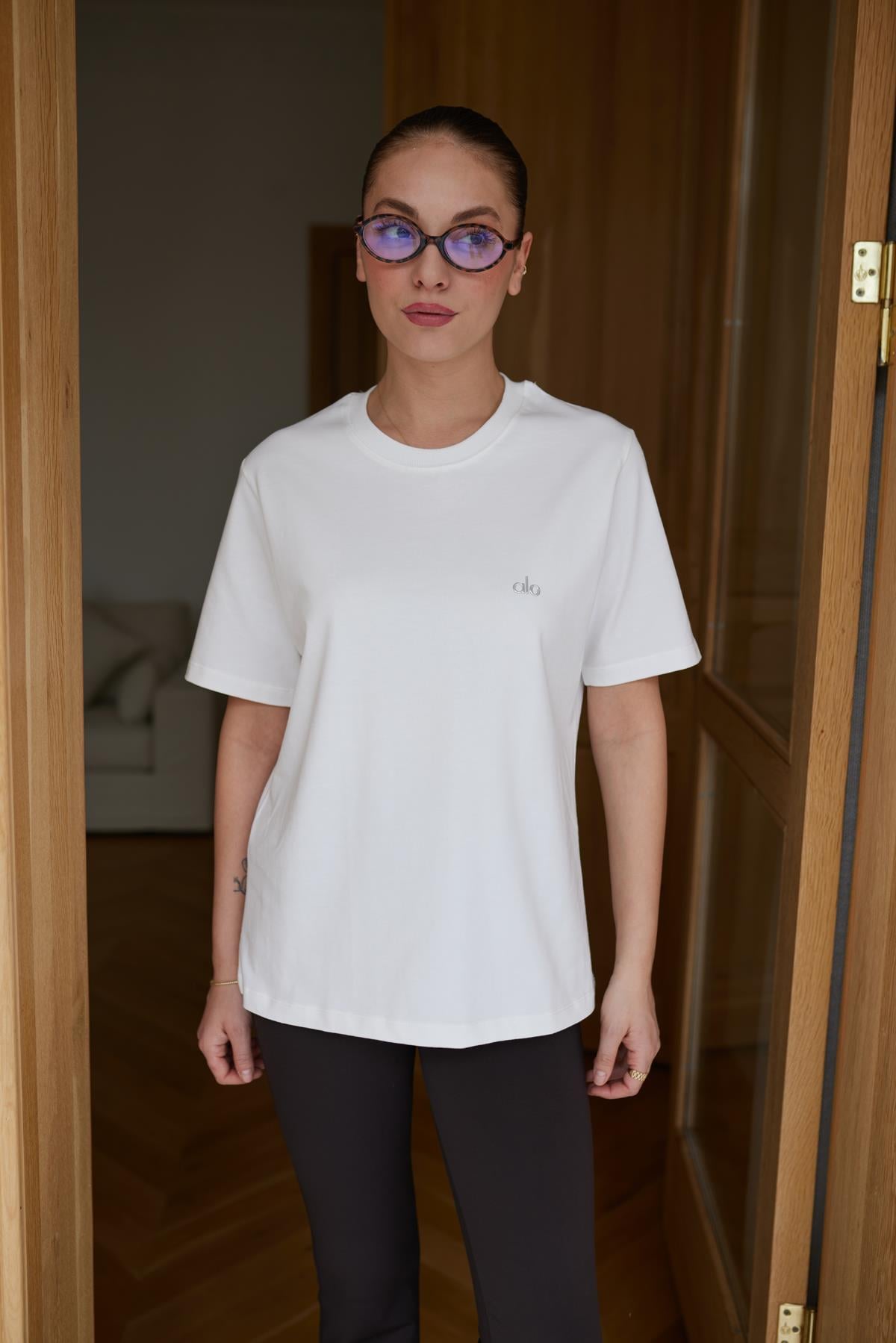 Ekru Yazı Baskılı Basic T-Shirt