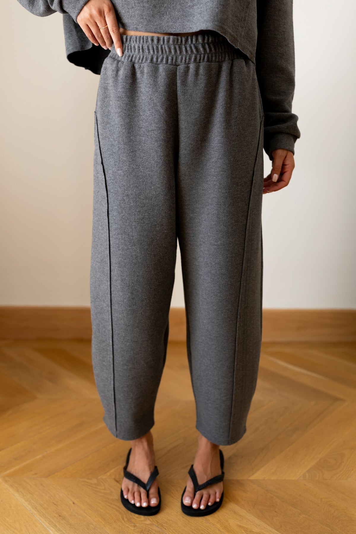 Füme Crop Sweat Eşofman Takım