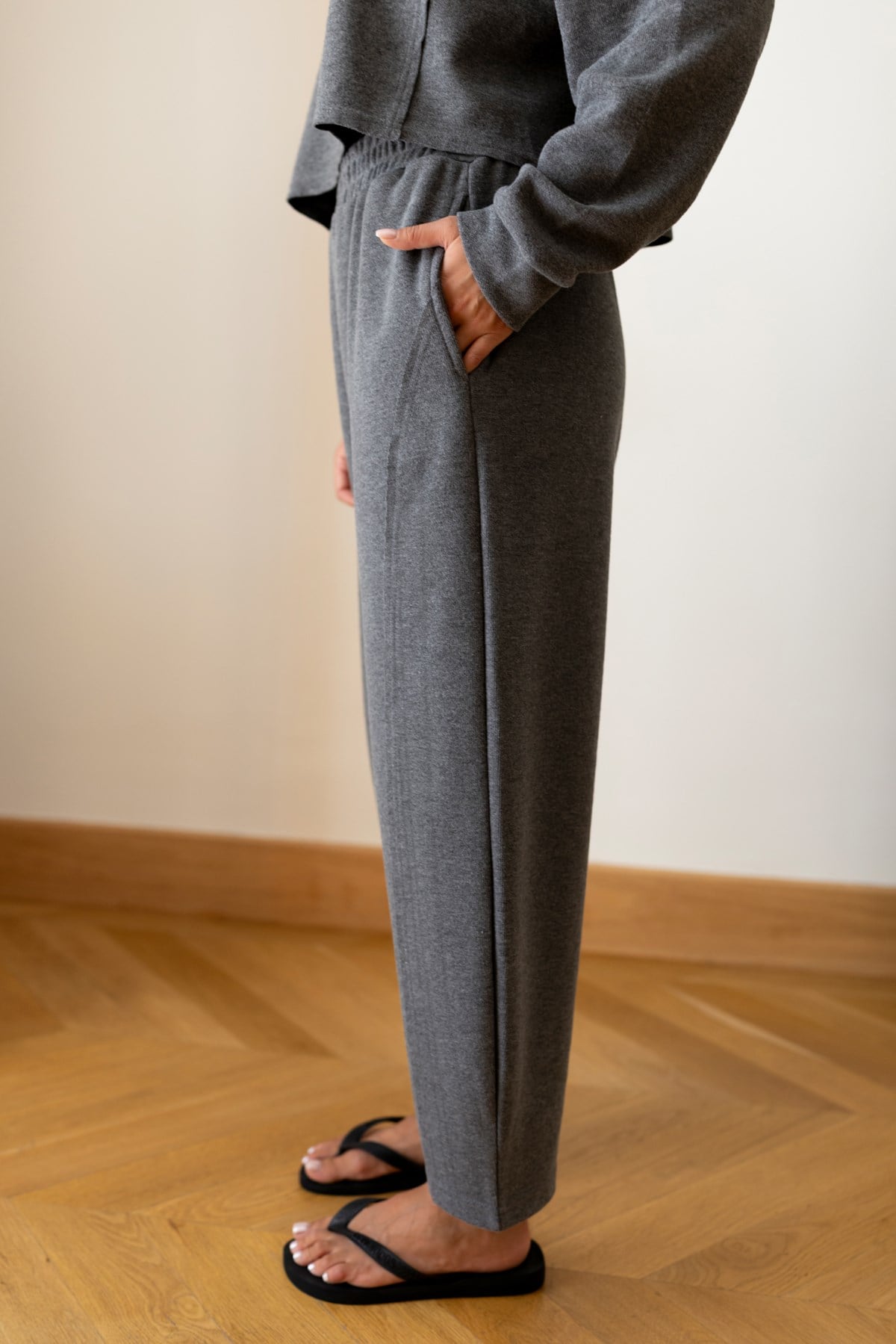 Füme Crop Sweat Eşofman Takım