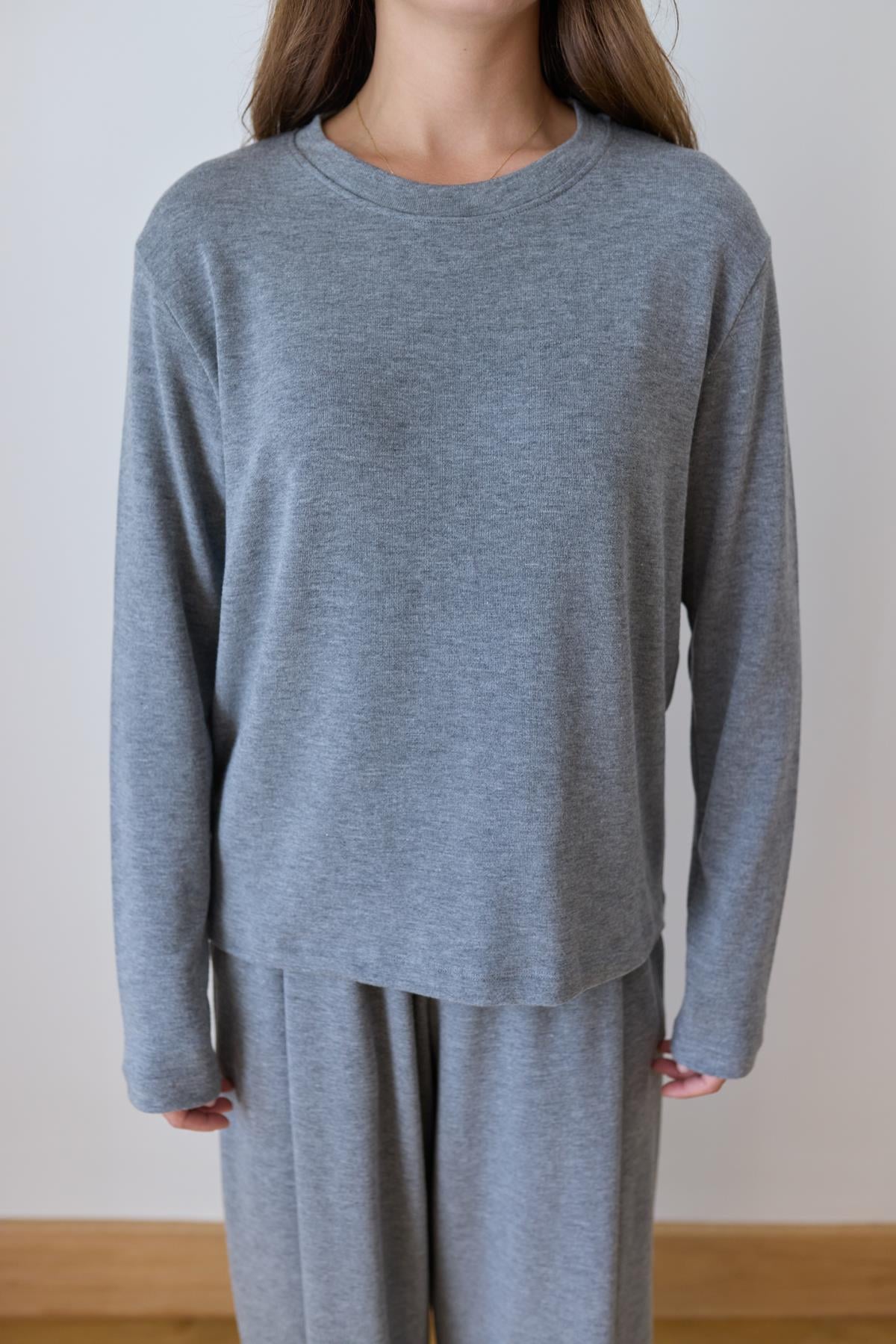 Gri Uzun Kol Mevsimlik  Basic Sweat