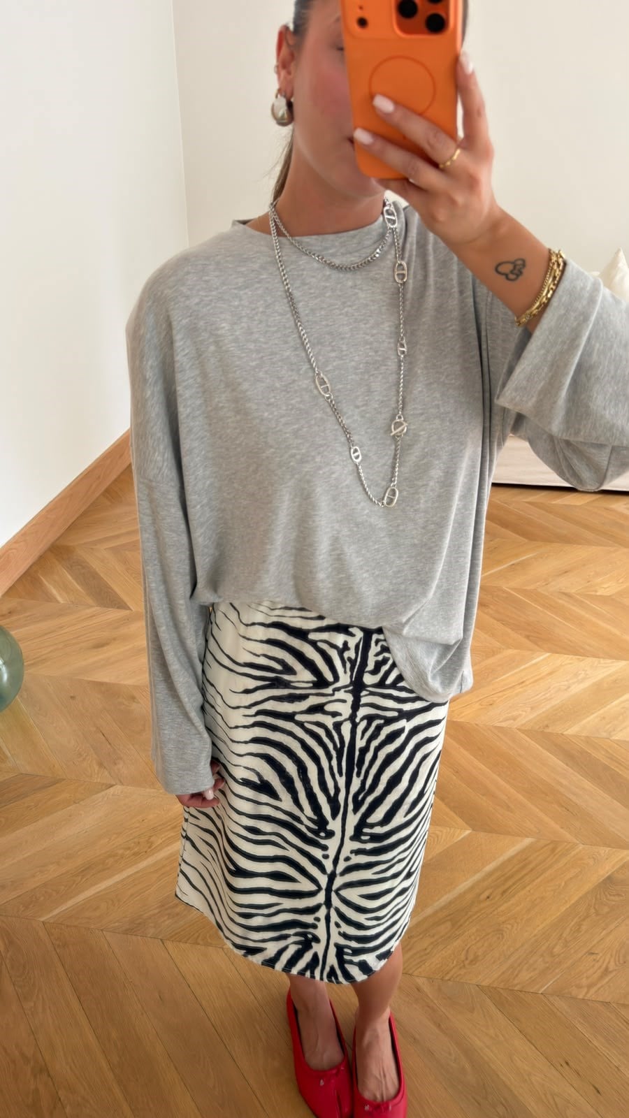 Gri Vatkalı Oversize Basic SweatShirt