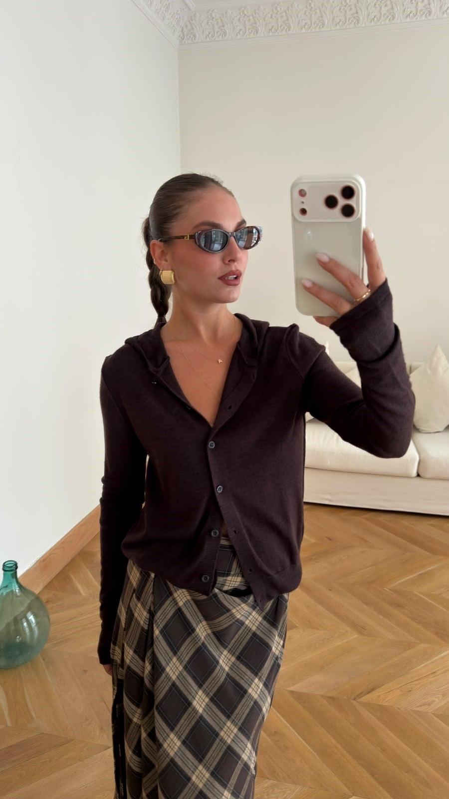 Kahve Kapişonlu Basic Hırka