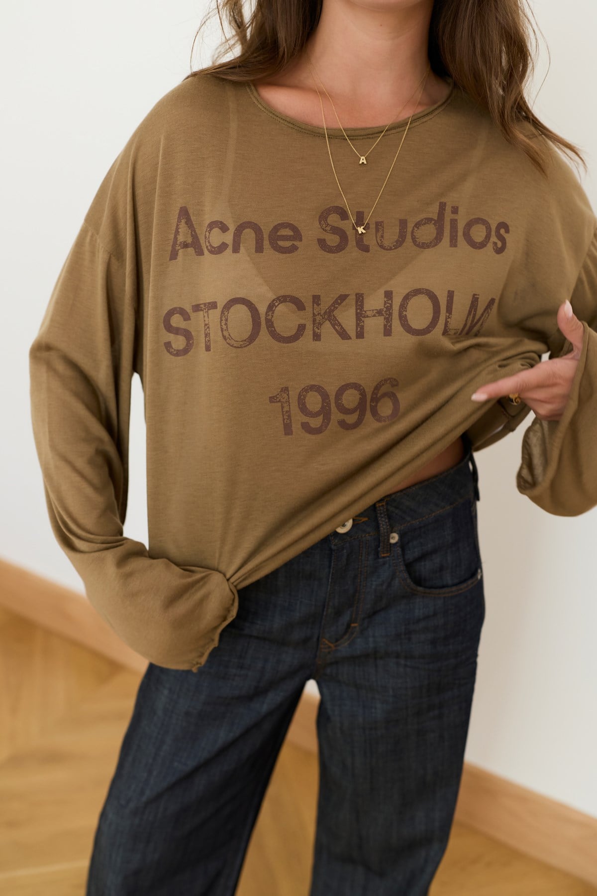 Kahve Yazı Basılı Oversize T-Shirt