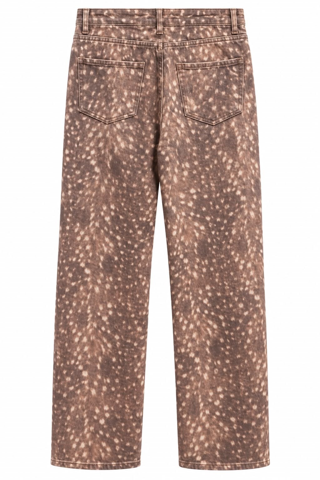 Kahve Yüksek Bel Batik Desenli Jean Pantolon
