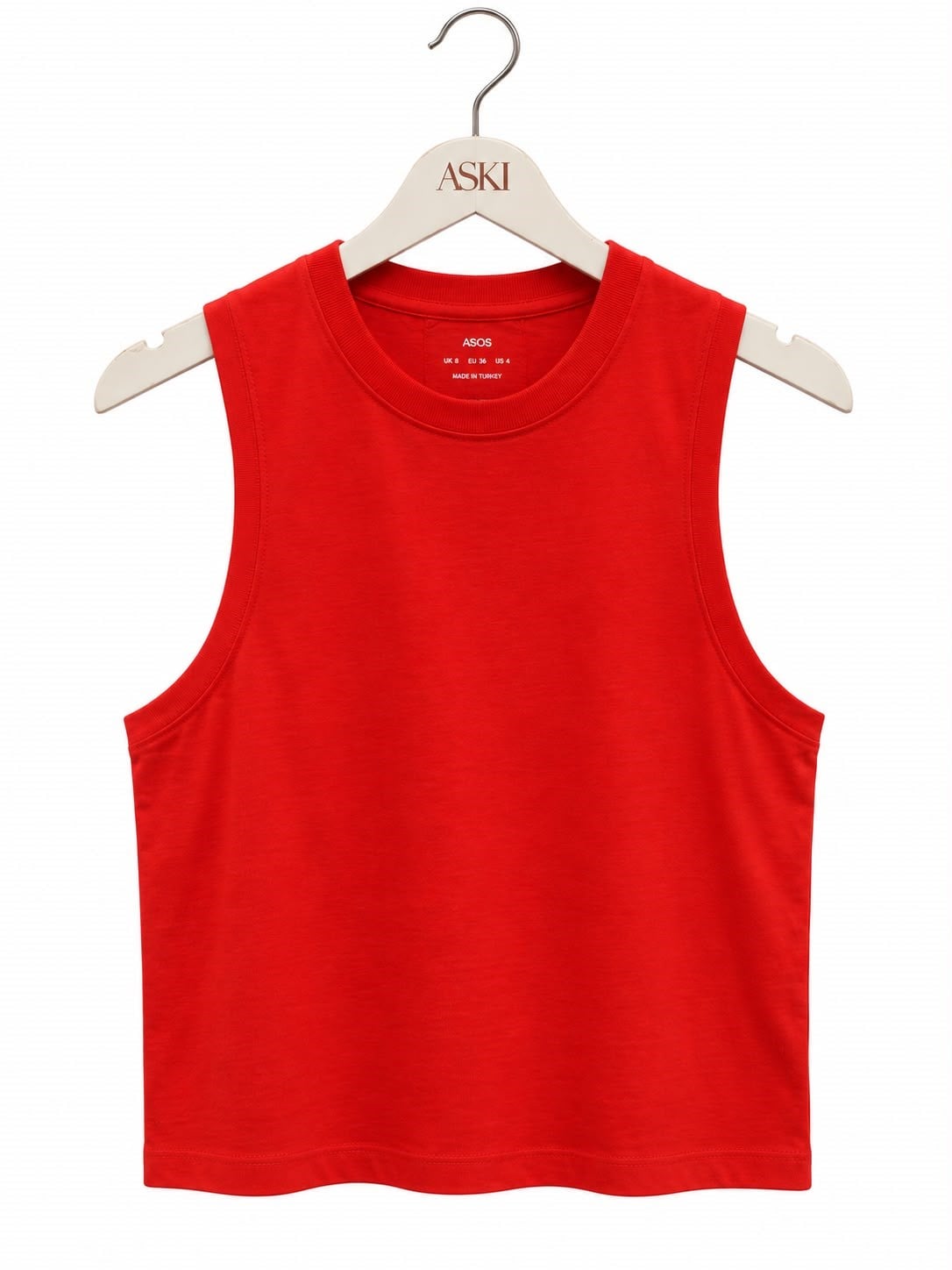 Kırmızı Bisiklet Yaka Sıfır Kol Yandan Yırtmaçlı T-Shirt