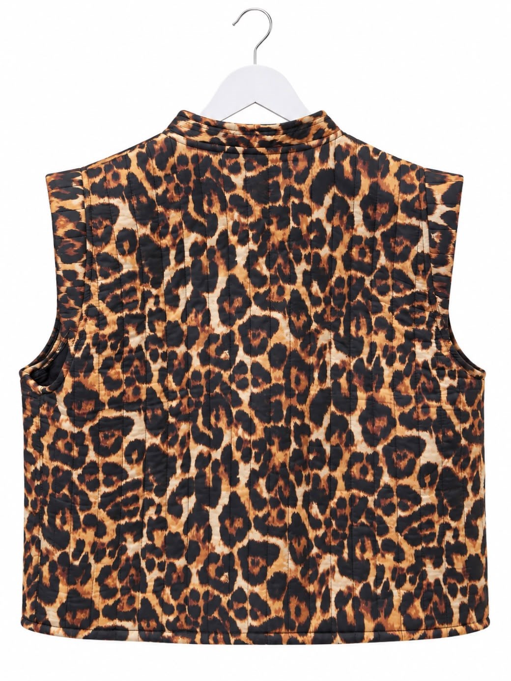 Leopar Dik Yaka Leopar Desenli Yelek