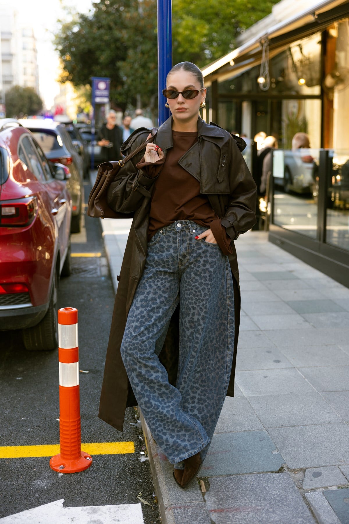 Mavi Leopar Desen Slouchy Jean Pantolon