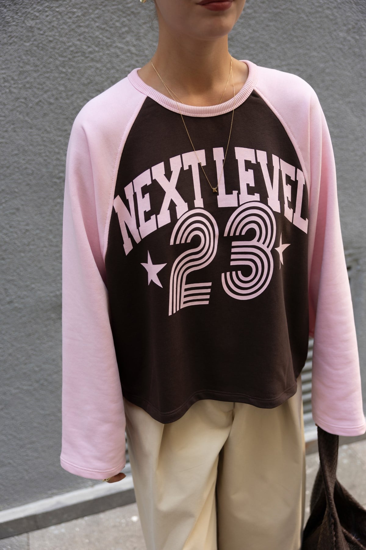 Pembe Rakam Baskılı Renk Geçişli SweatShirt
