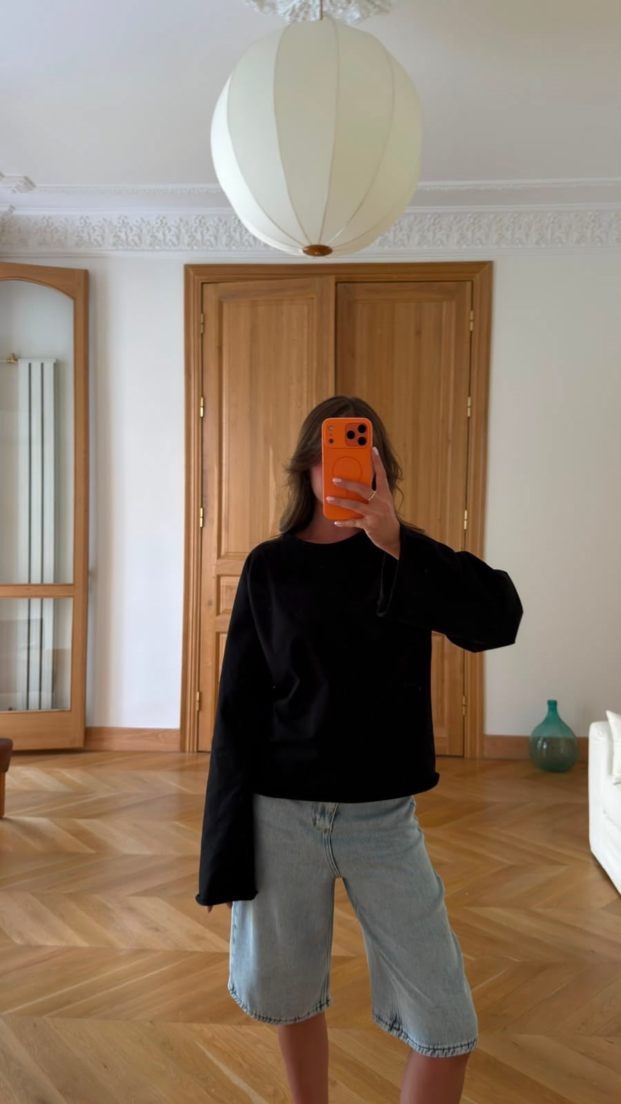 Siyah Oversize İspanyol Kol Basic T-Shirt