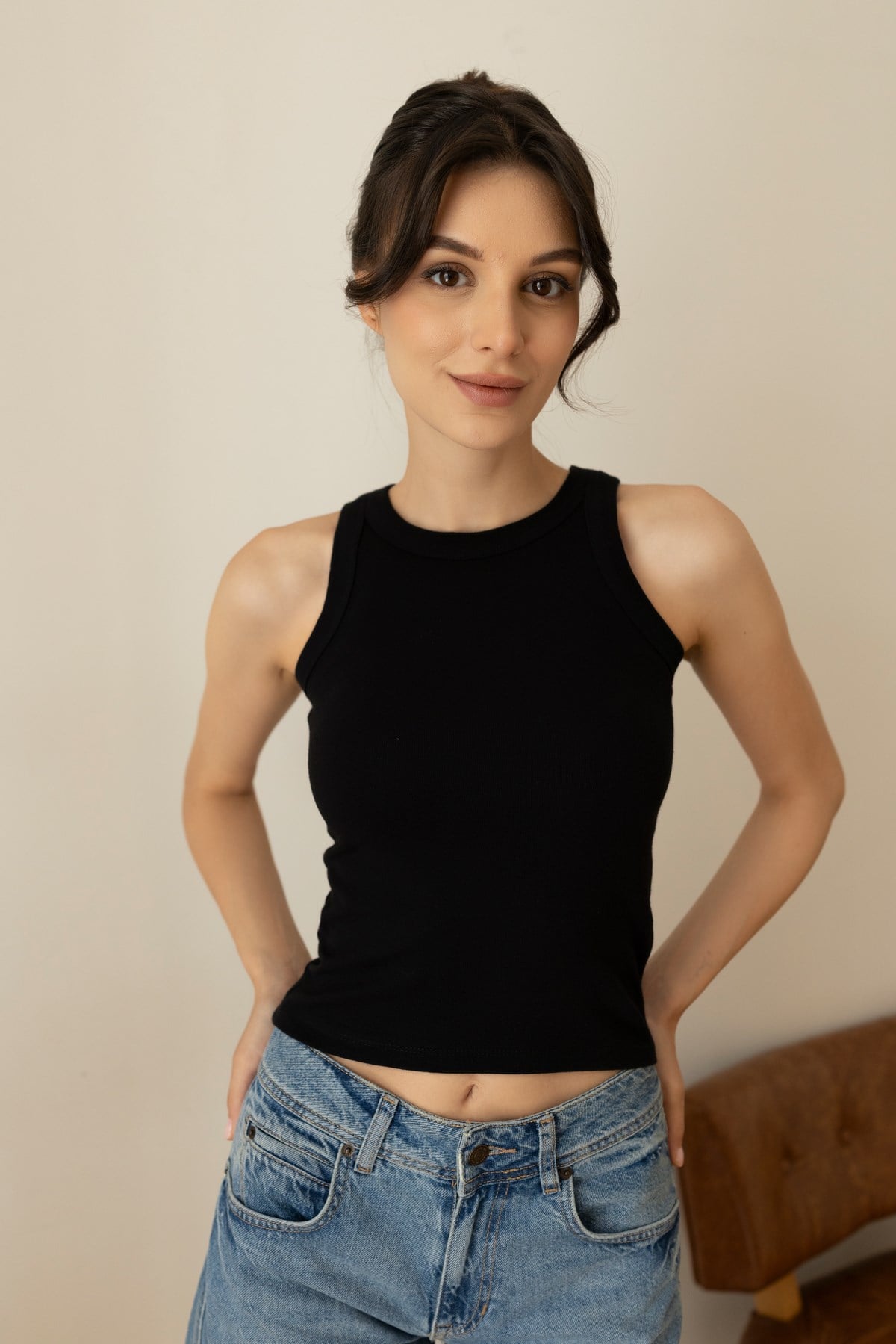 Siyah Sıfır Kol Basic Atlet