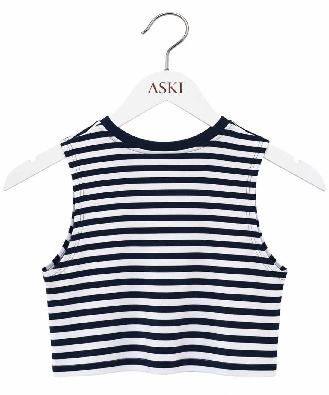 Siyah Sıfır Kol Çizgili Crop T-Shirt