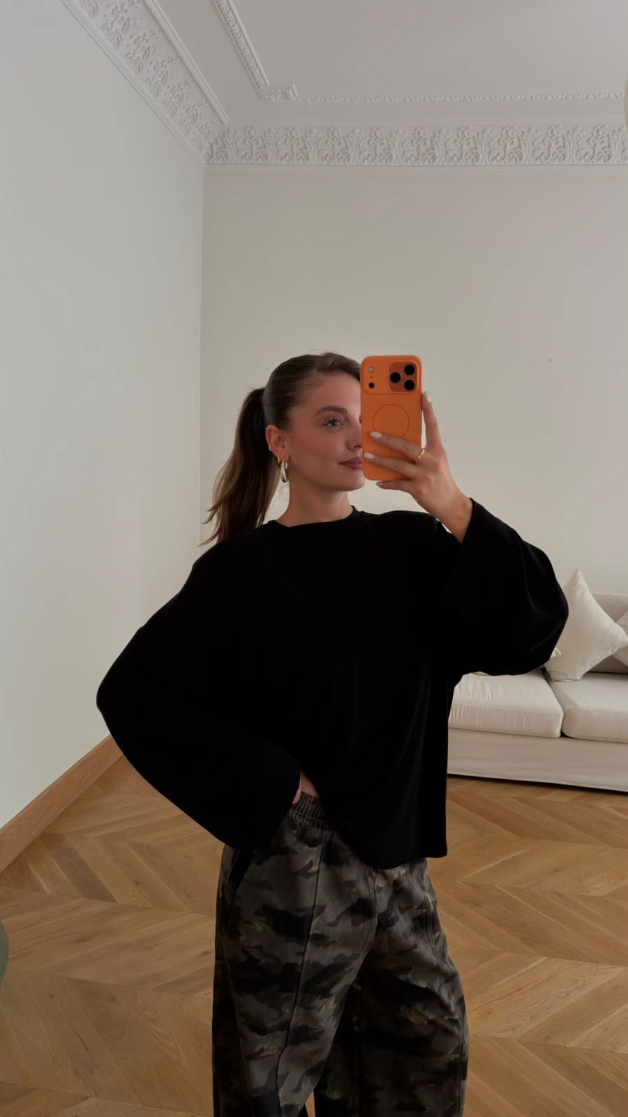 Siyah Vatkalı Oversize Basic SweatShirt