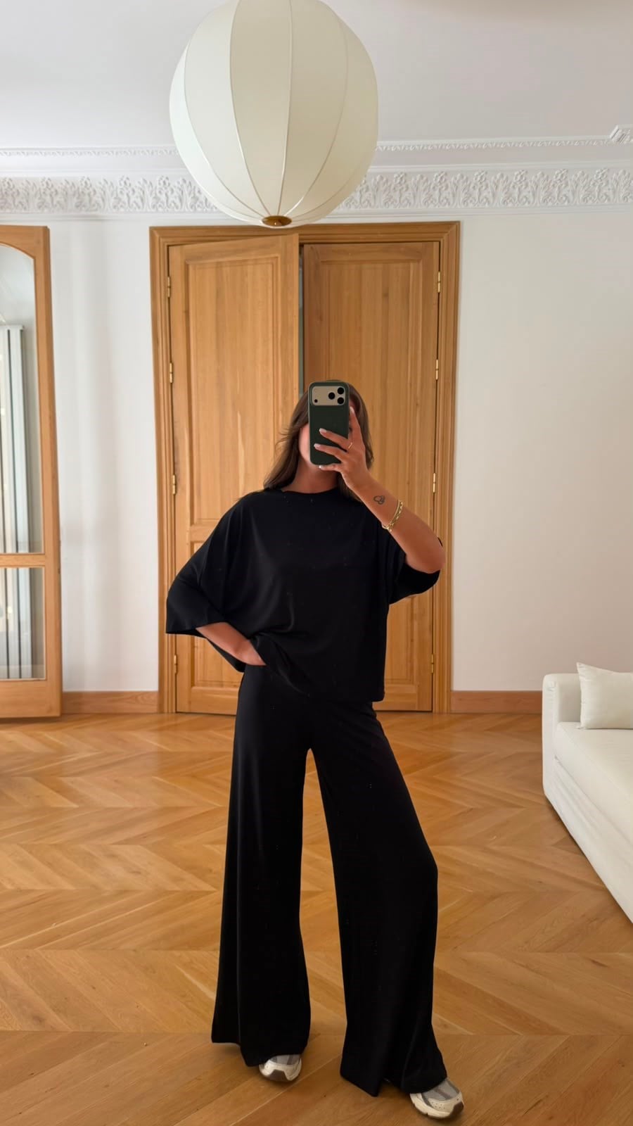 Siyah Yarasa Kol T-Shirt Pantolon Takım