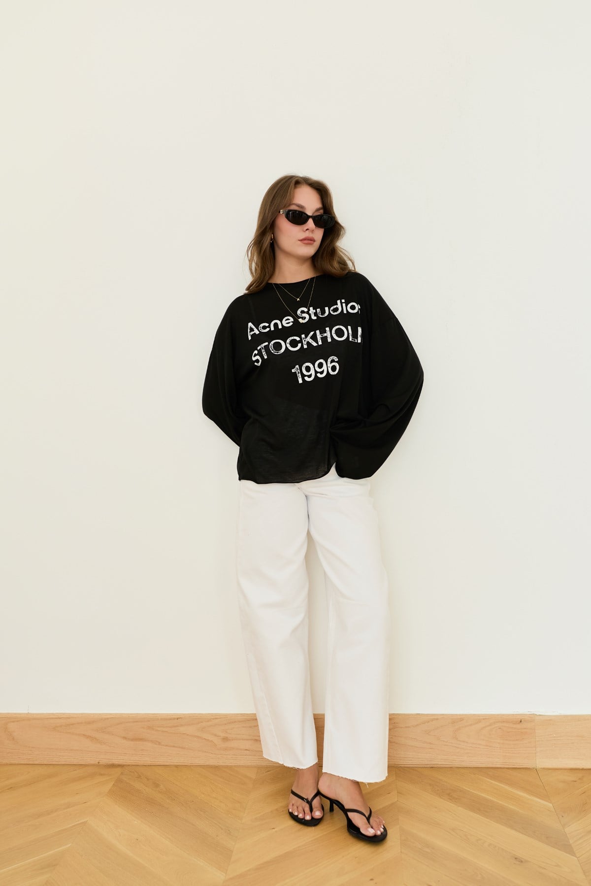 Siyah Yazı Basılı Oversize T-Shirt