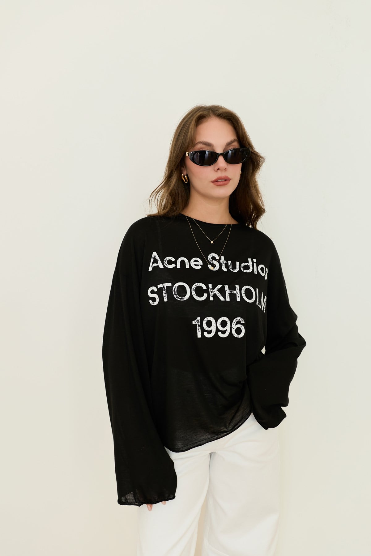 Siyah Yazı Basılı Oversize T-Shirt
