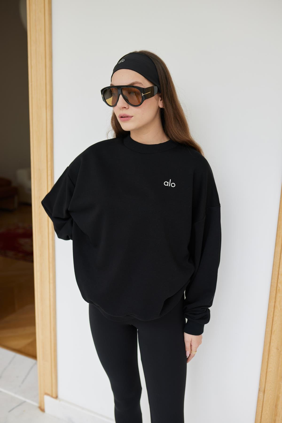 Siyah Yazı Baskılı Basic SweatShirt