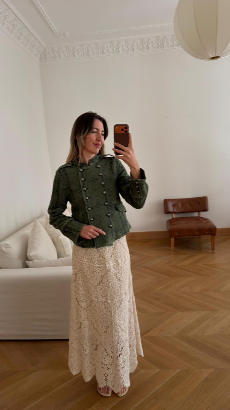 Taş Beli Lastikli Astarlı Dantel Etek