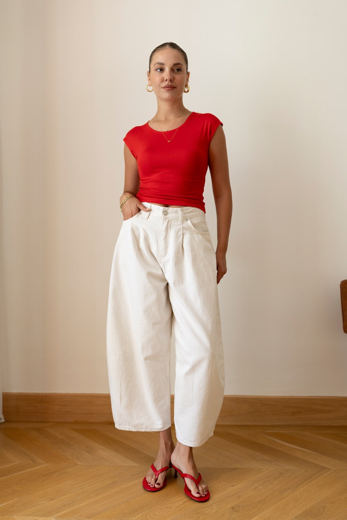Taş Yüksek Bel Slouchy Pantolon