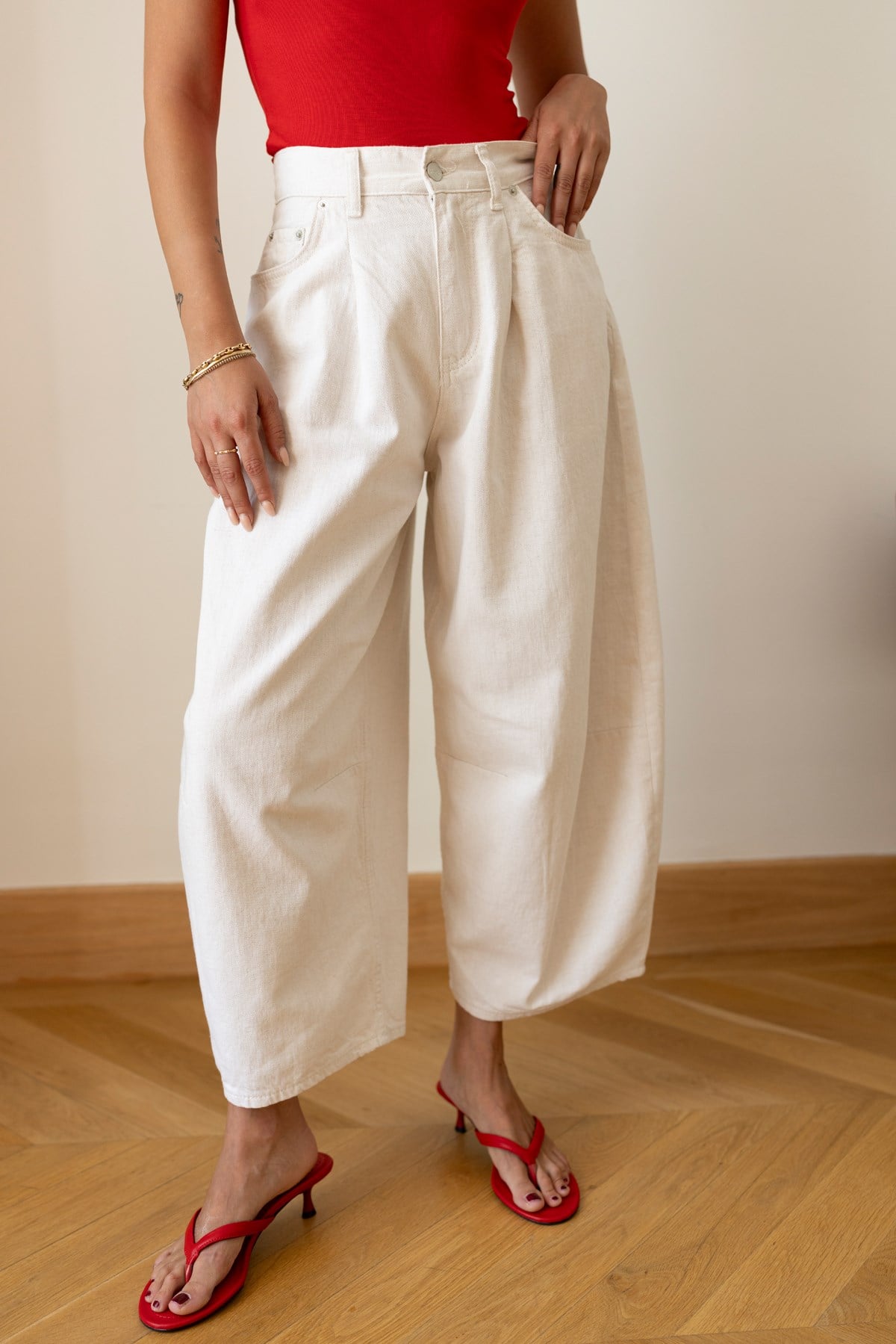 Taş Yüksek Bel Slouchy Pantolon