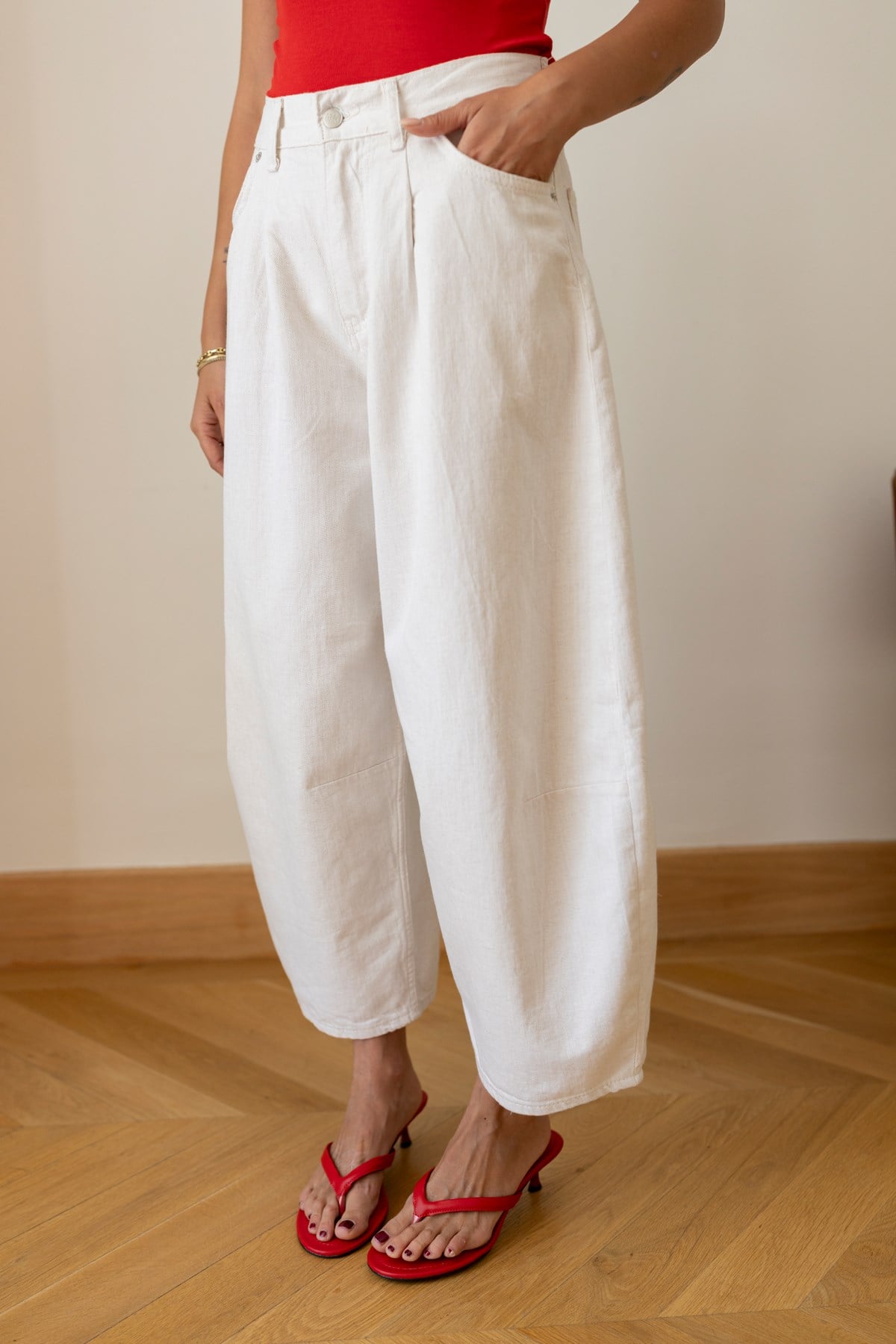 Taş Yüksek Bel Slouchy Pantolon