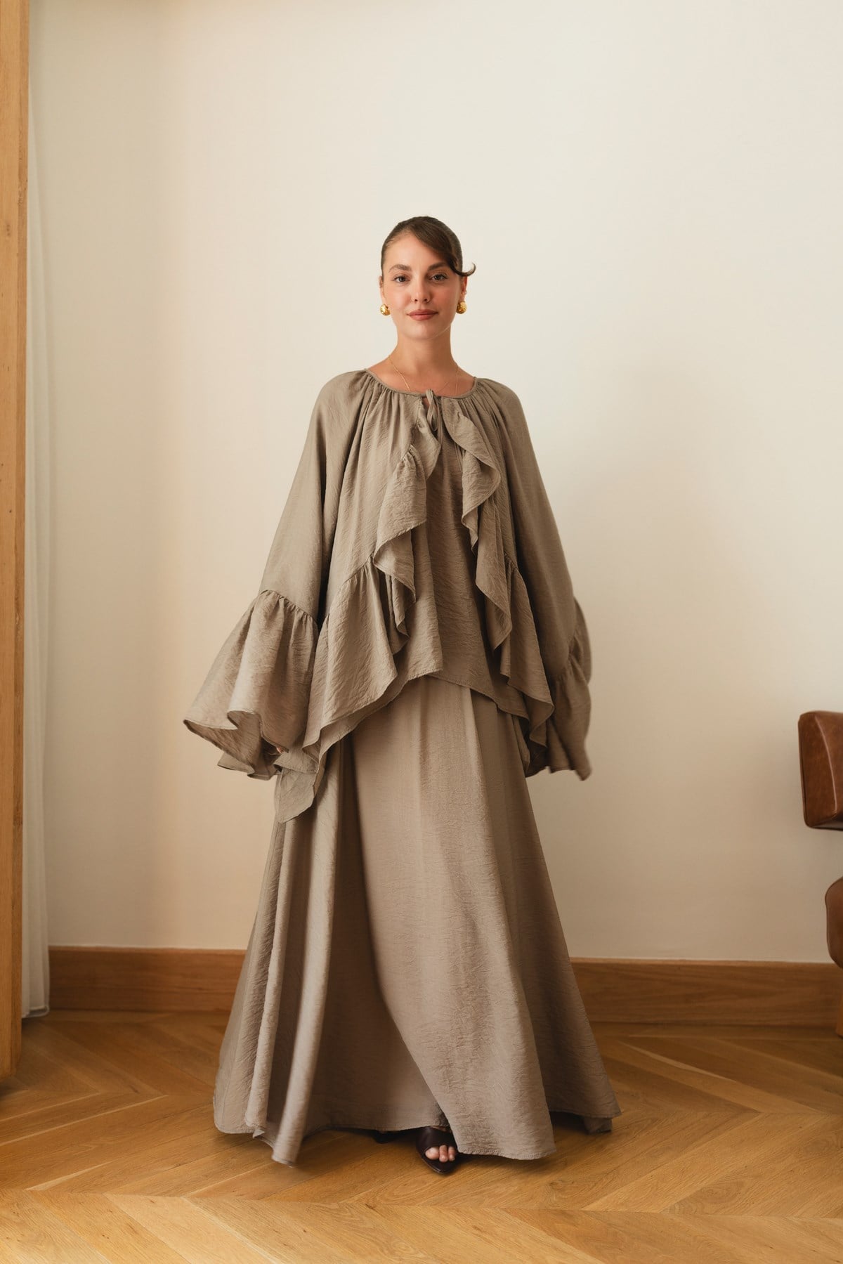 Vizon Oversize İspanyol Kol Bluz Etek Takım