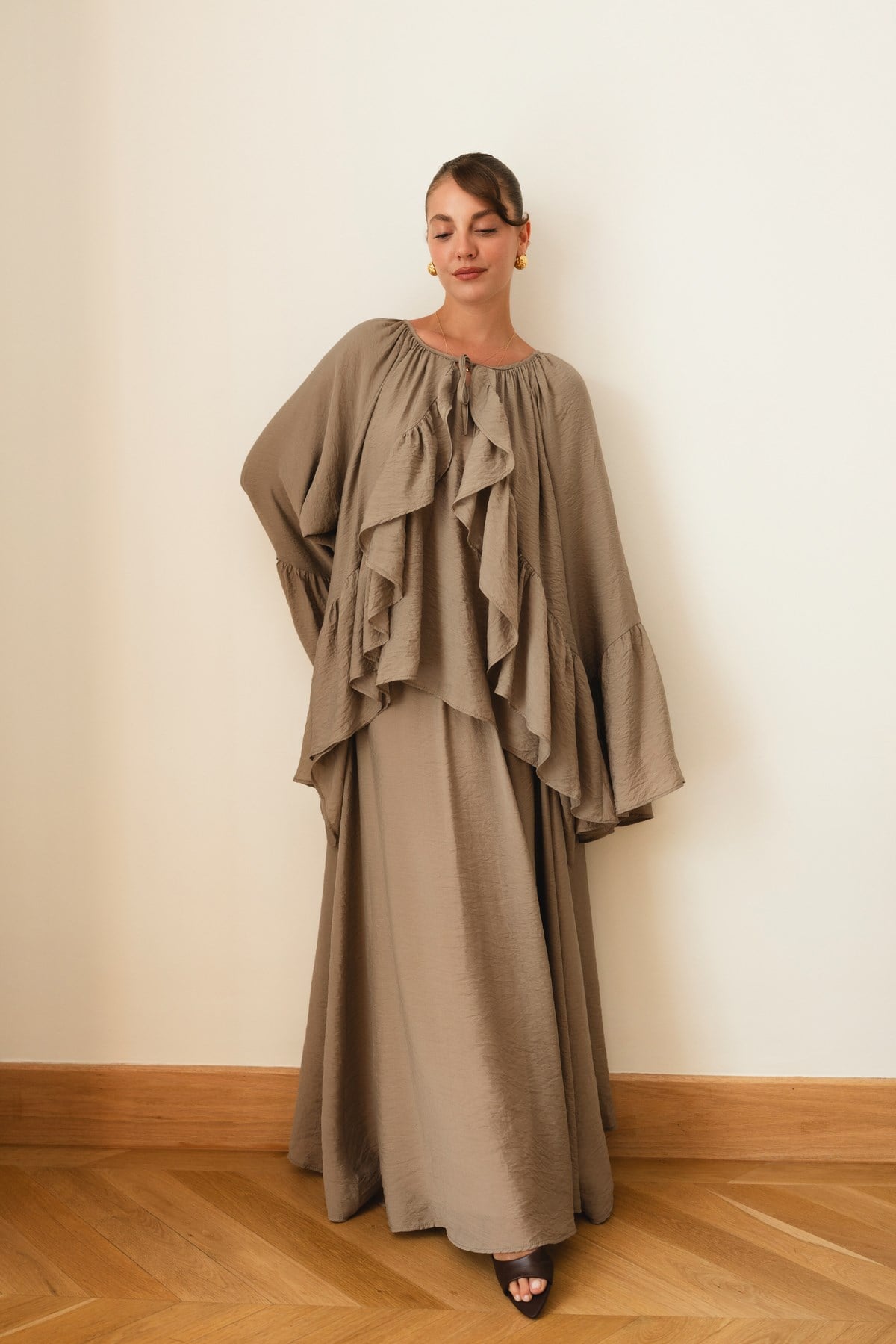 Vizon Oversize İspanyol Kol Bluz Etek Takım