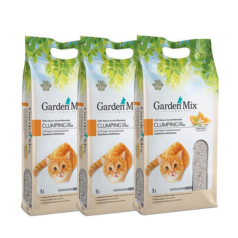 Gardenmix Bentonit Portakallı İnce Taneli Kedi Kumu 5 Lt x 3 Paket