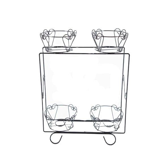 4 Lü Ferforje Kare Çiçeklik