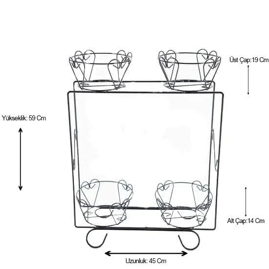 4'lü Ferforje Kare Çiçeklik