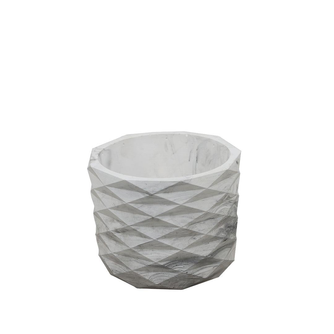 Mermer Desenli Simetrik Beton Saksı 16,8*13,7*12,5 Cm