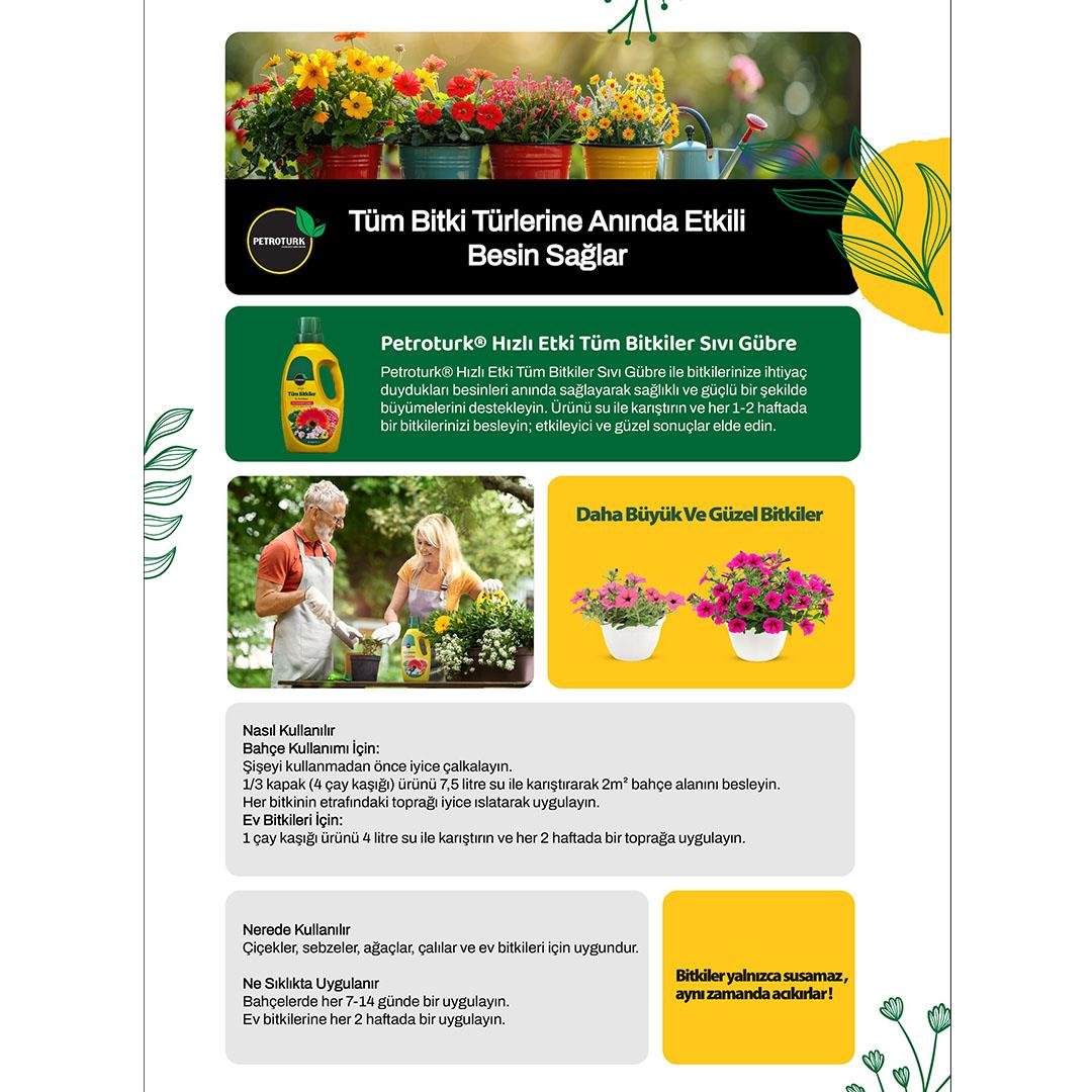 PetroTurk Genel Kullanım Sıvı Bitki Besini 1 Lt