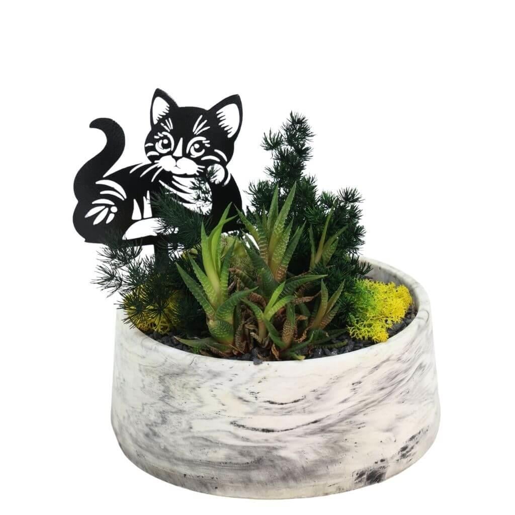 Saksı Dekor Ürünü Kedi Figürlü
