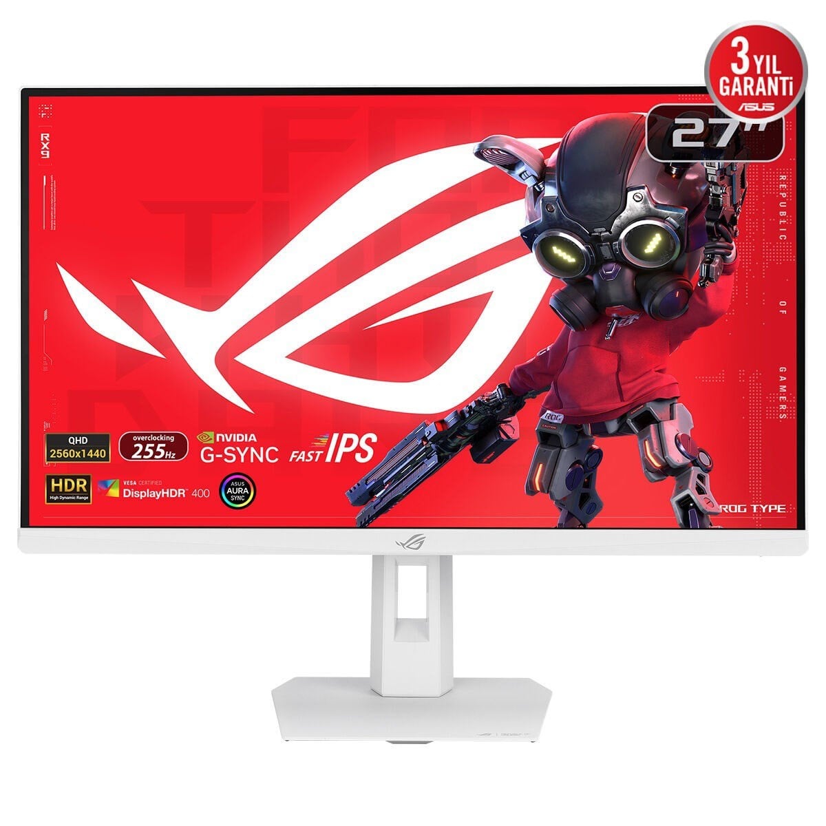 27 ASUS ROG STRIX XG27ACMES-W 0.3MS 255HZ FAST IPS 2K FREESYNC DP HDMI USB-C PİVOT