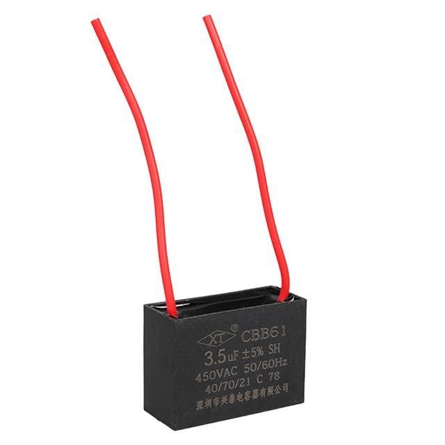 3.5UF 450VAC Siyah 10cm Kablolu Kare Tip Kutupsuz Kondansatör