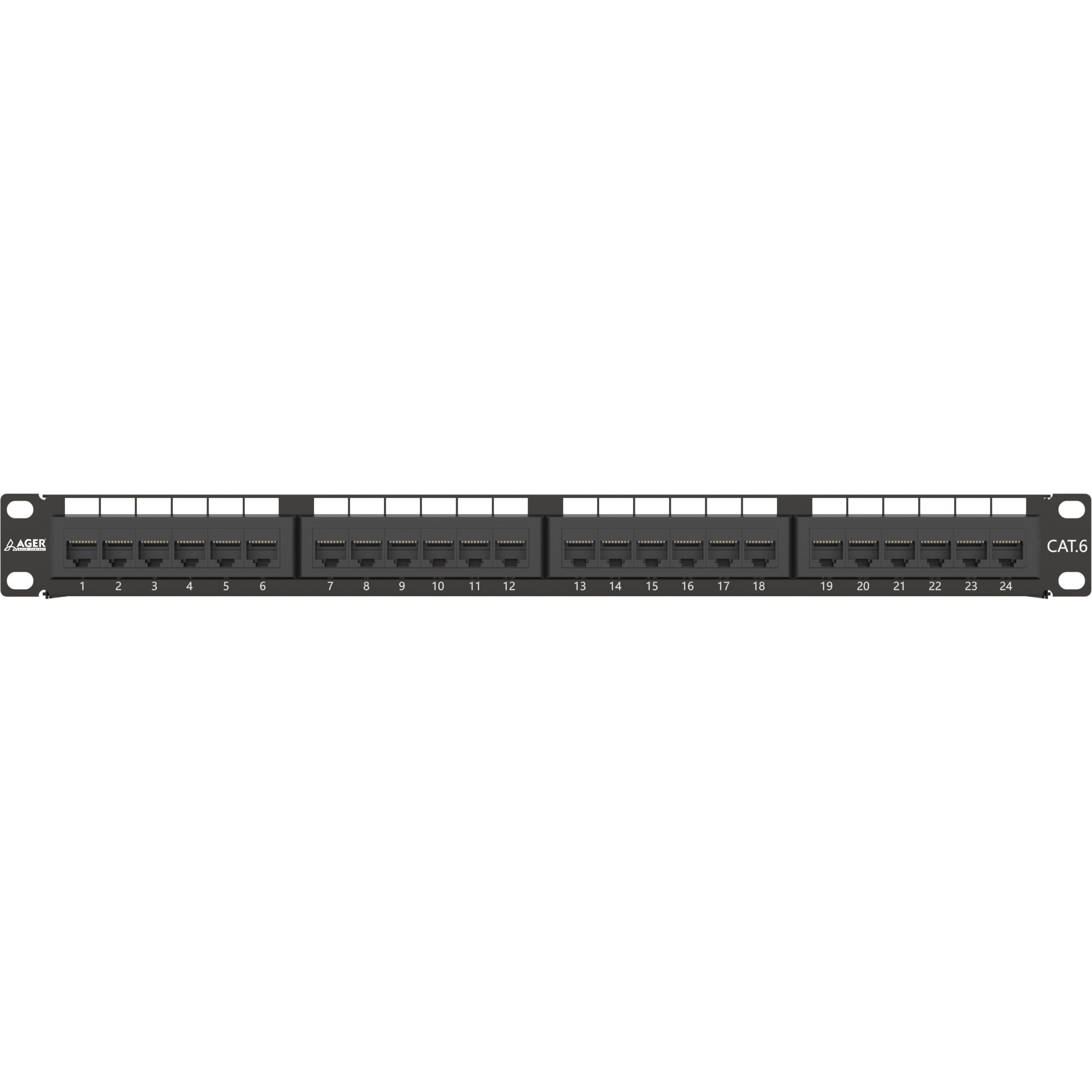 AGER AC-611-24E 8P8C,LSA,ALTIN KONTAK 24 PORT CAT6 DOLU 1U ZIRHSIZ PATCH PANEL