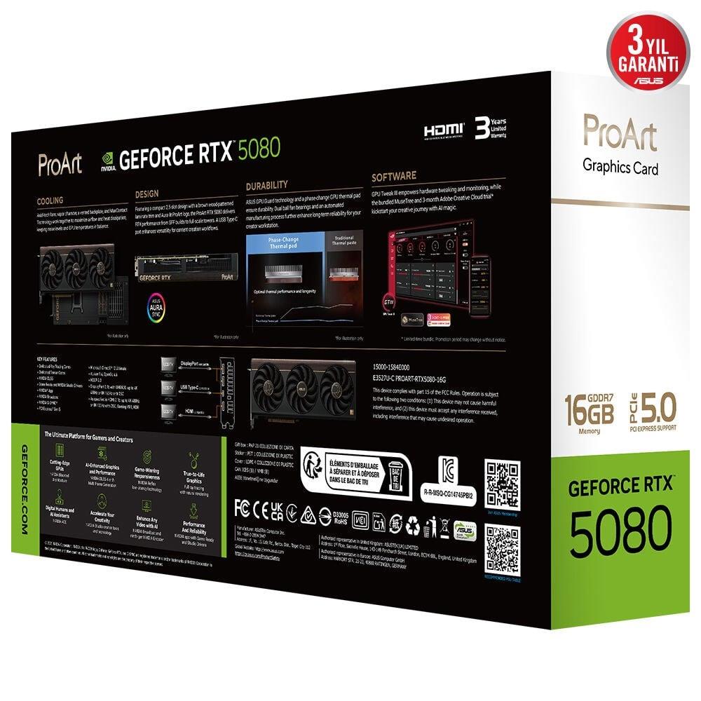 ASUS 16GB PROART RTX5080-O16G GDDR7 256bit HDMI DP PCIe 5.0