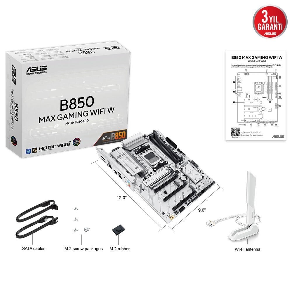 ASUS B850 MAX GAMING WIFI W 4xDDR5 HDMI DP 3xM.2 AM5 ANAKART