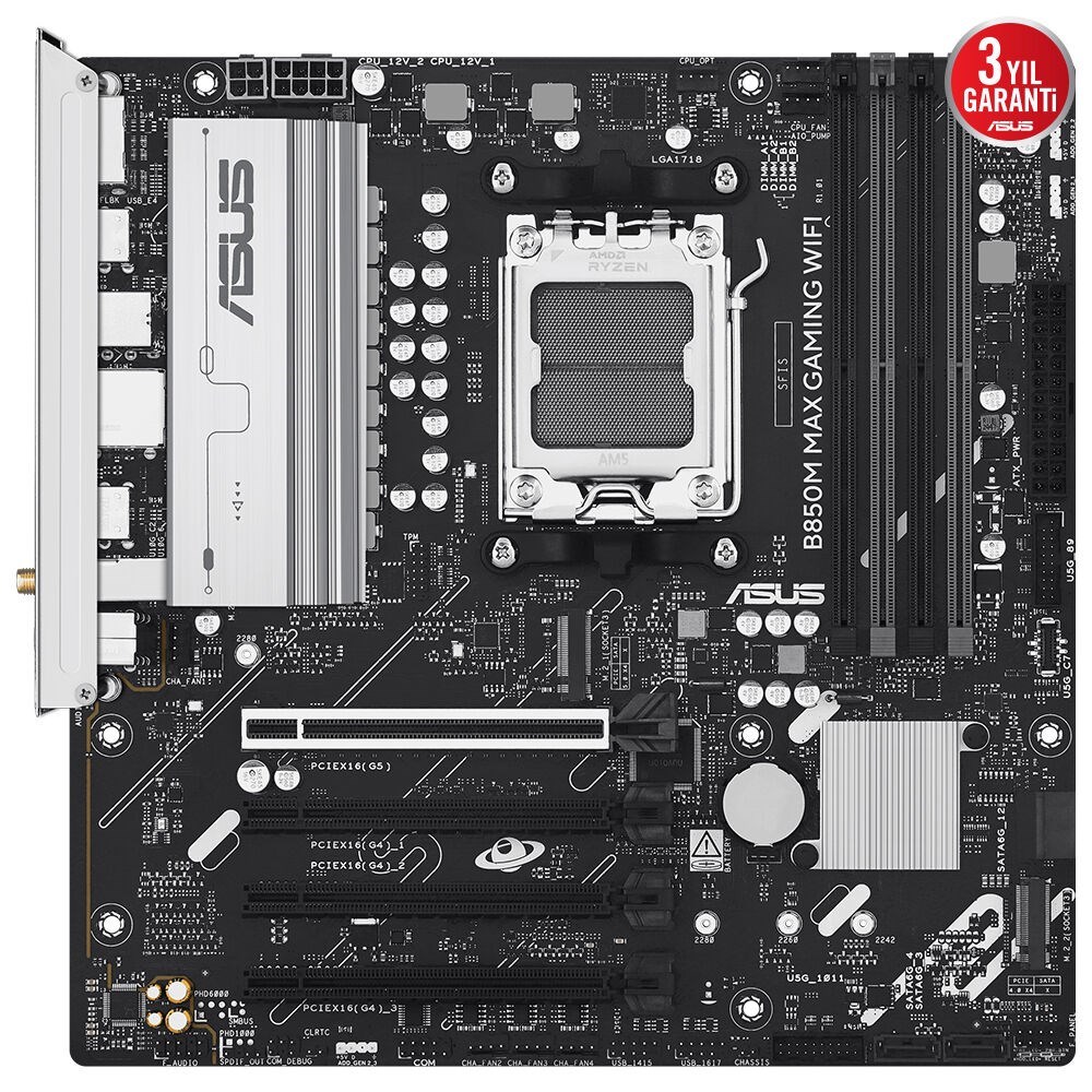 ASUS B850M MAX GAMING WIFI 4xDDR5 DP/HDMI 3xM2 AM5 ANAKART