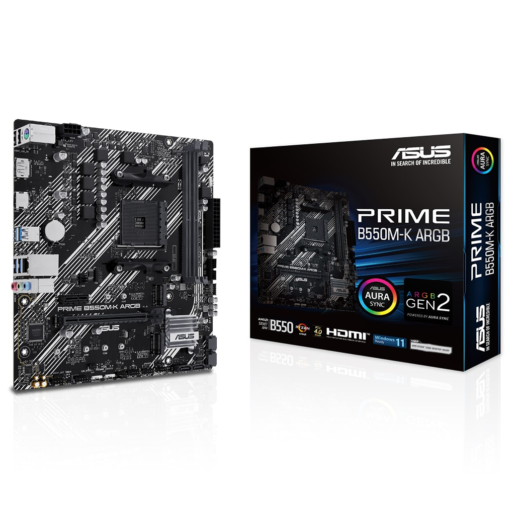 ASUS PRIME B550M-K ARGB, 2xDDR4, 2x M.2, DP, HDMI, AM4 Soket Anakart