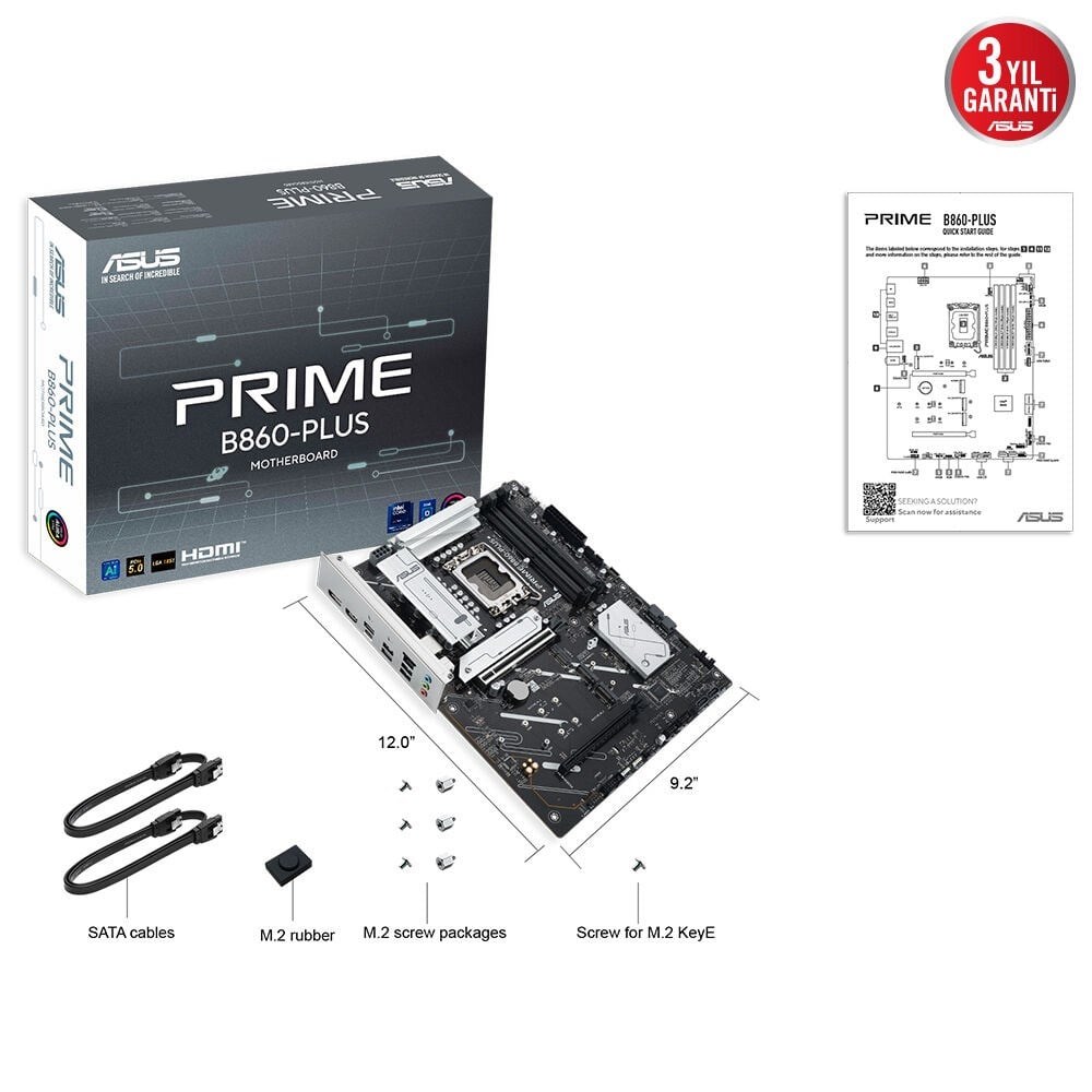 ASUS PRIME B860-PLUS-CSM DDR5 HDMI-DP TYPEC PCIE 5.0 1851p ATX